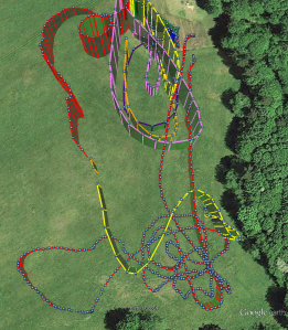 Path of two UAVs with an overhead perspective